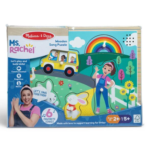 Ms. Rachel x Melissa & Doug Wooden Song Peg Puzzle – Educational Toy – New - Picture 1 of 1